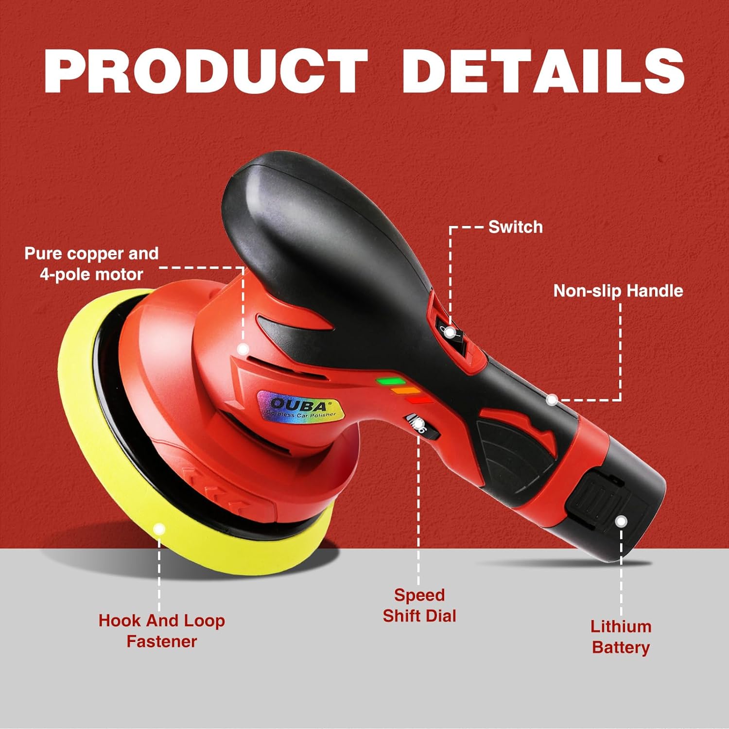 OUBA 6 Inch Cordless Buffer Polisher Kit